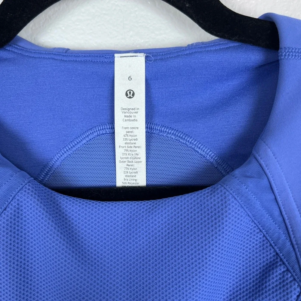 Lululemon Women's Mesh Panelled Training Shelf Tank Top Blue Sz 6
